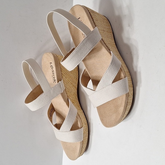 Life Stride NEW Soft System Danita Cream Platform Wedge Comfort Sandal Size 9 - Picture 5 of 10